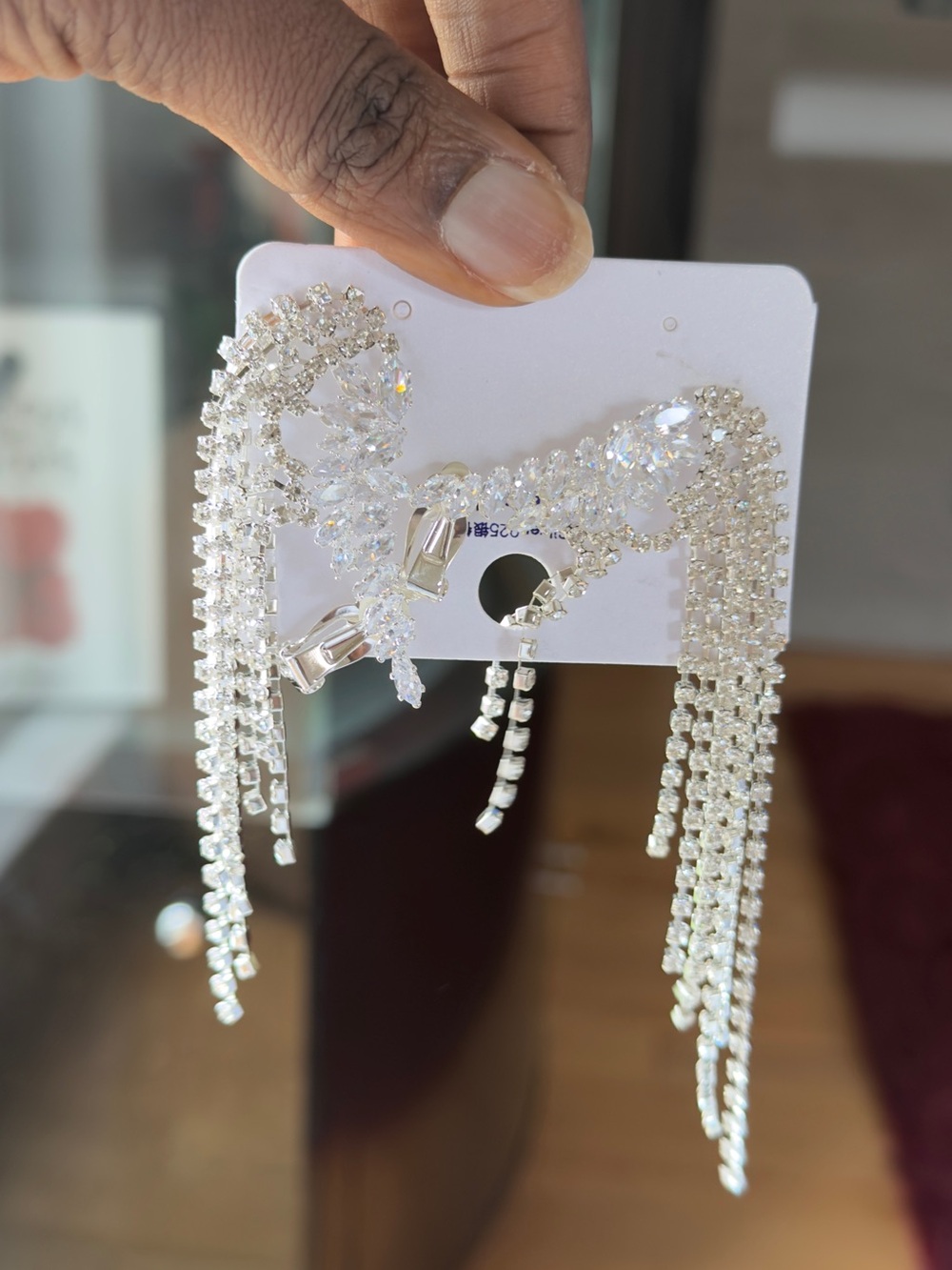 Crystal Fringe Statement Earrings - Silver Tone